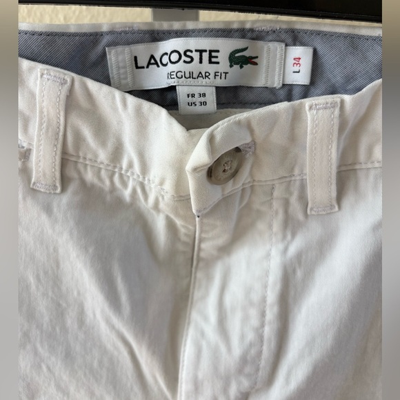 Lacoste Men's Stretch Cotton Chino Pants in White - Size 34 - Picture 3 of 4